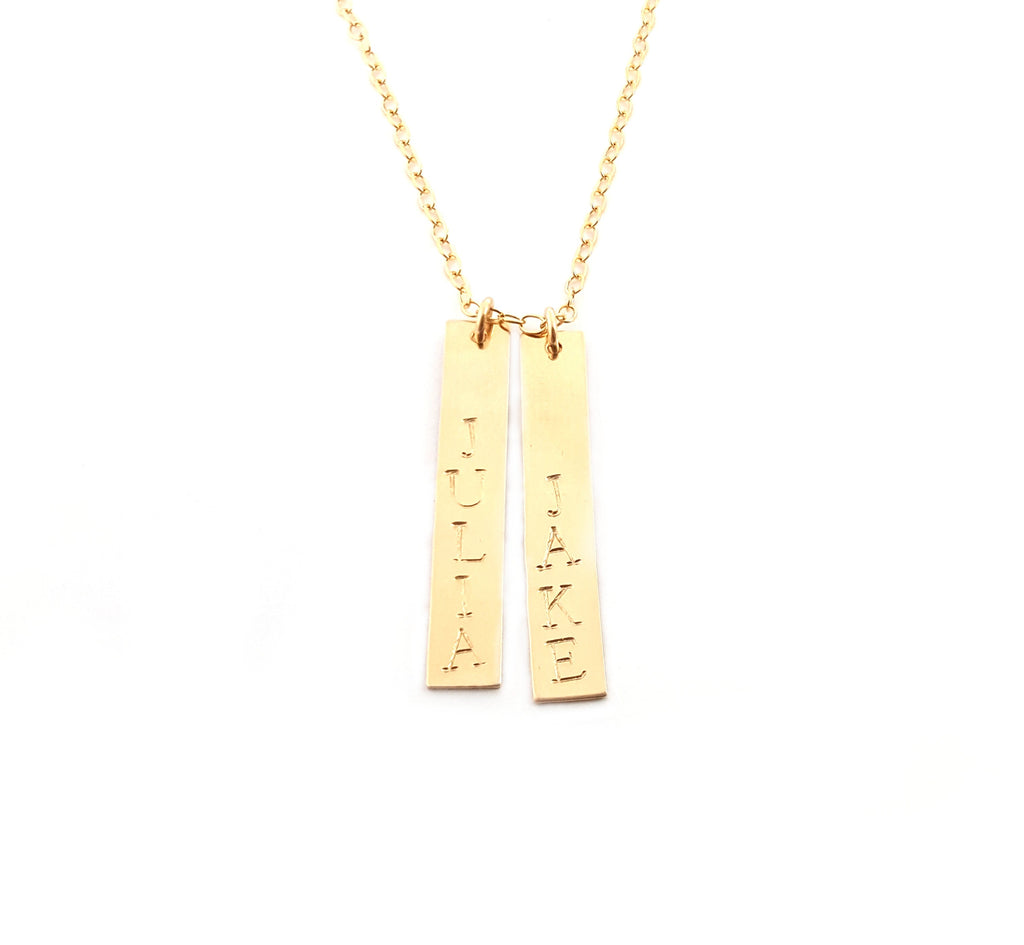 Vertical Gold Bar Name Necklace - 14k Gold Filled Jewelry - Personalized Necklace - Gift For Her